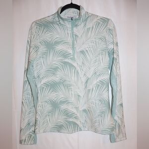 Tommy Bahama Half Zip Island Green Palm Sweatshirt w/Partially Mesh Sleeves. NWT